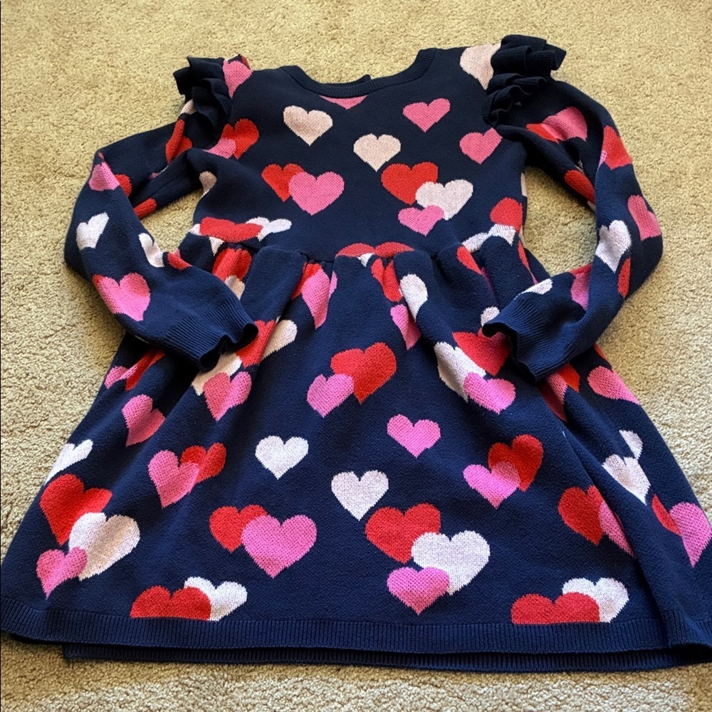 Janie and Jack 💖 Sweetheart Ruffle Shoulder Sweater Dress size 10